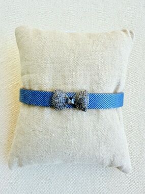 *Focal Charm Bracelet Set* KEEP COLLECTIVE Retire Hematite Black Bow, Denim Band